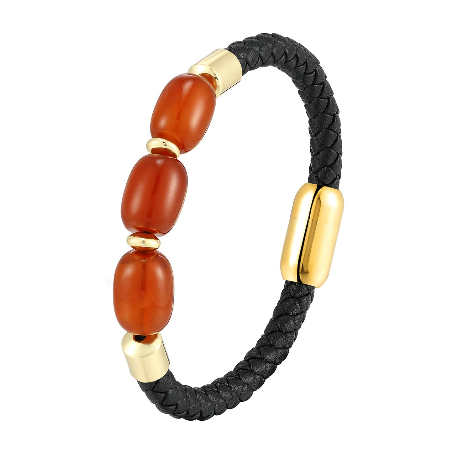 Fashionable Leather Natural Crystal Bracelet