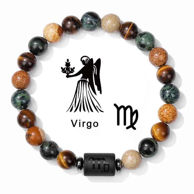 Twelve Constellation Natural Stone Bead Bracelet