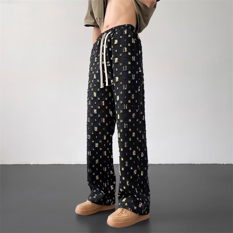 Plaid Ripped Design Pants