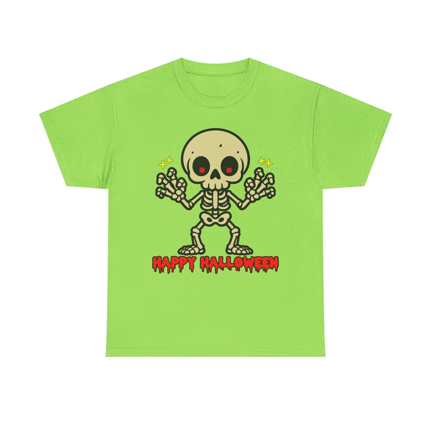 Happy Halloween Skeleton. Heavy Cotton T-Shirt