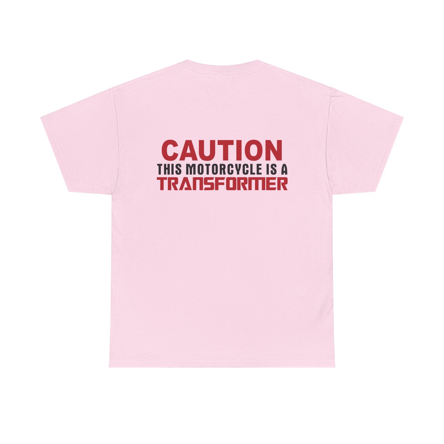 Caution, This Motorcycle is a Transformer, Rad Moto Bunny, Heavy Cotton T-Shirt