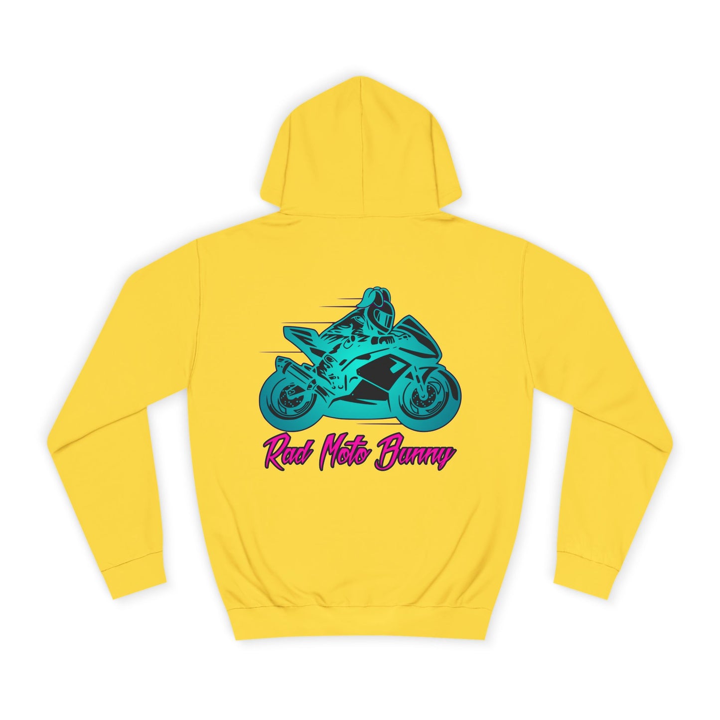 Rad Moto Bunny, Unisex Hoodie - Biker Style Sweatshirt for Motorcycle Enthusiasts