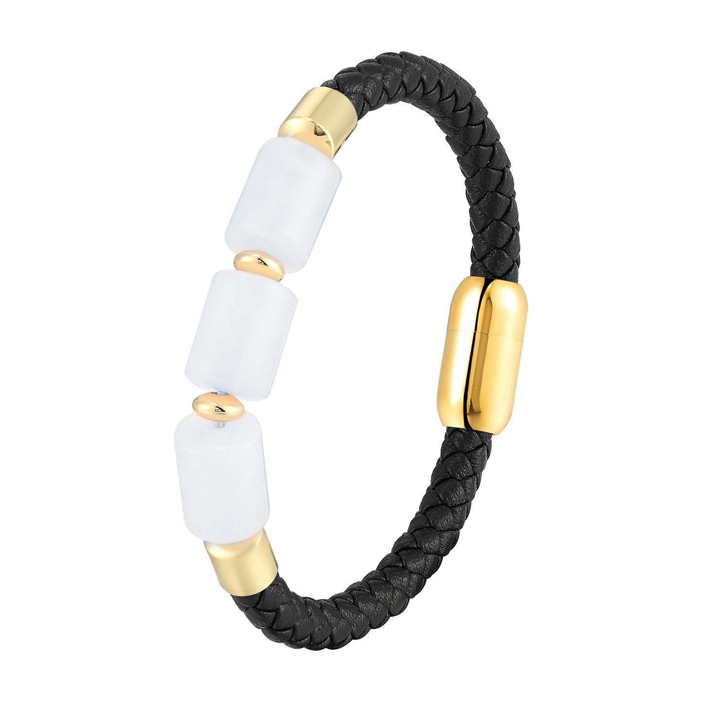 Fashionable Leather Natural Crystal Bracelet