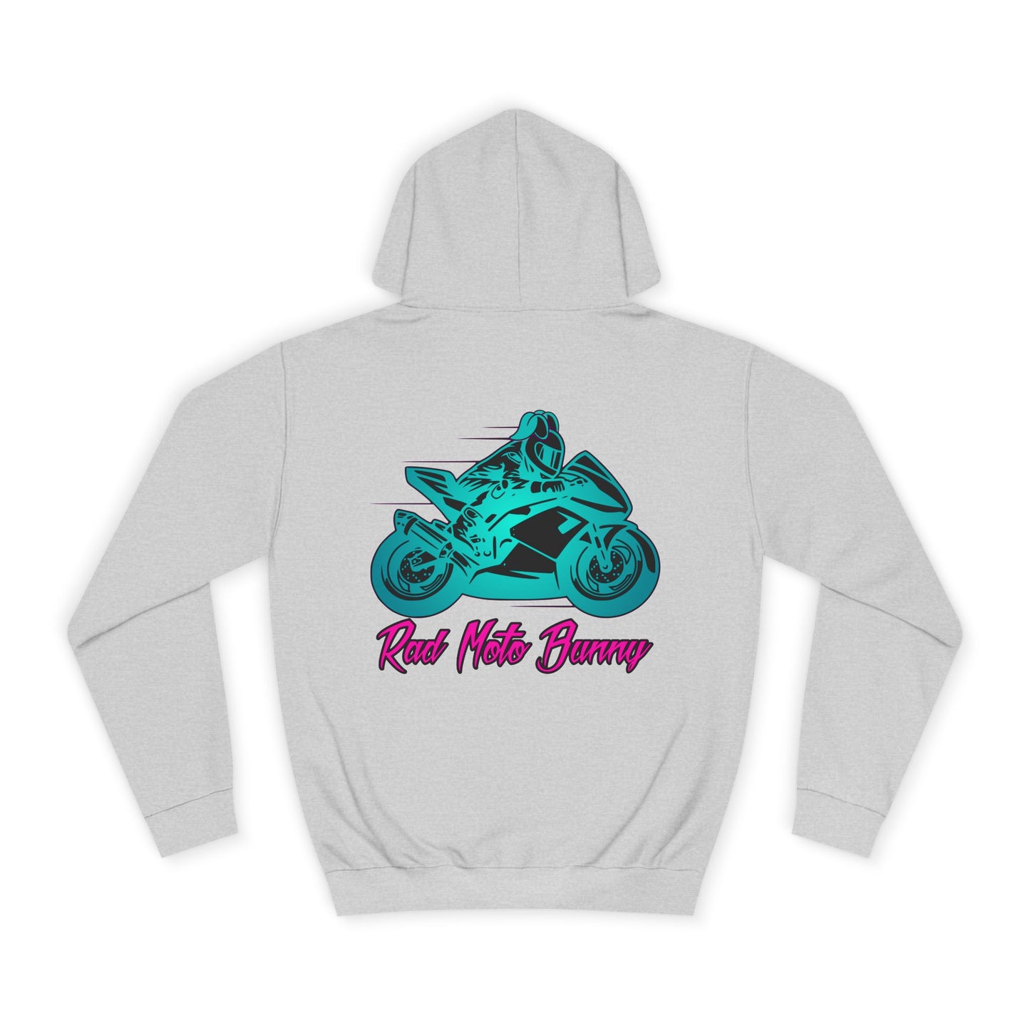 Rad Moto Bunny, Unisex Hoodie - Biker Style Sweatshirt for Motorcycle Enthusiasts