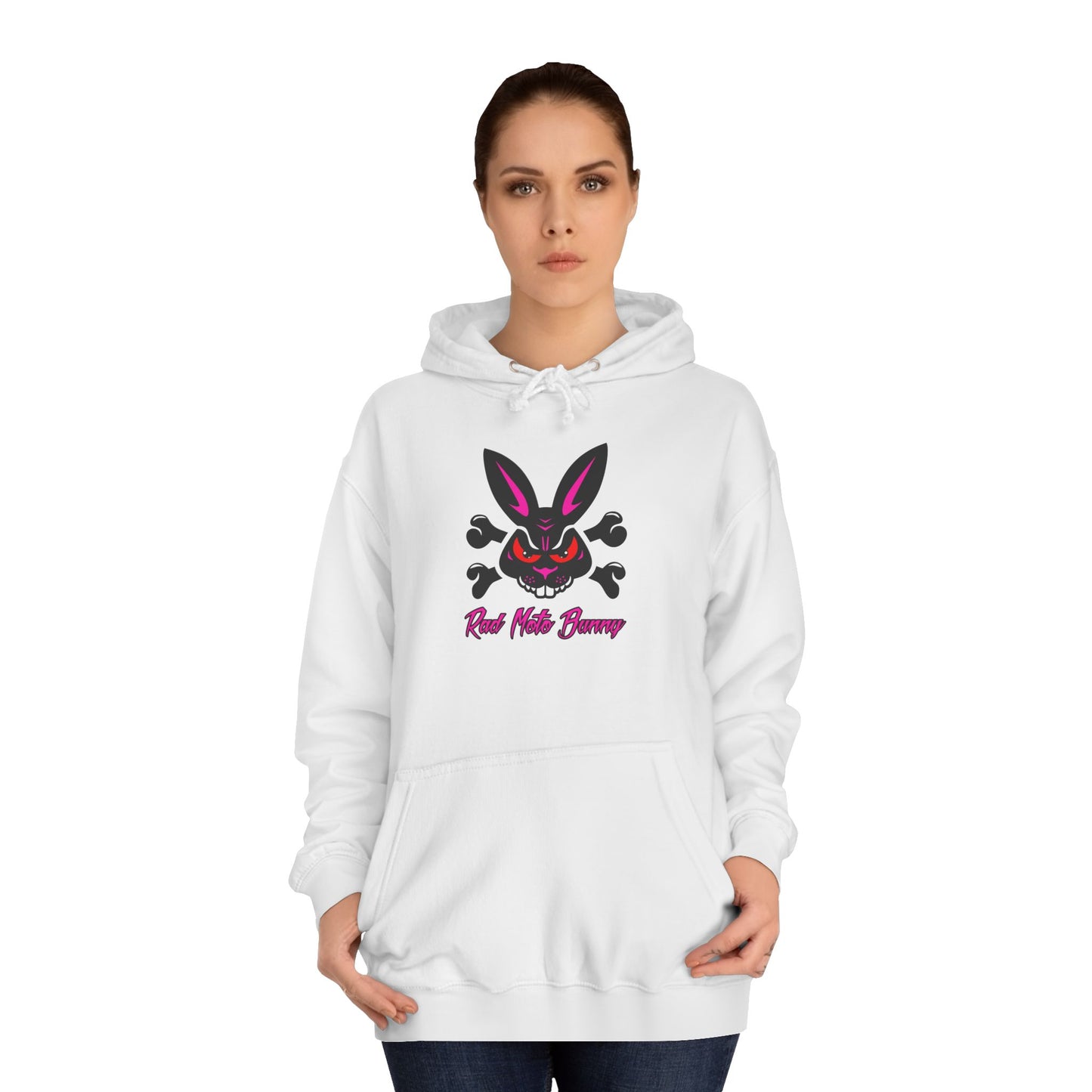 Rad Moto Bunny, Unisex Hoodie - Biker Style Sweatshirt for Motorcycle Enthusiasts