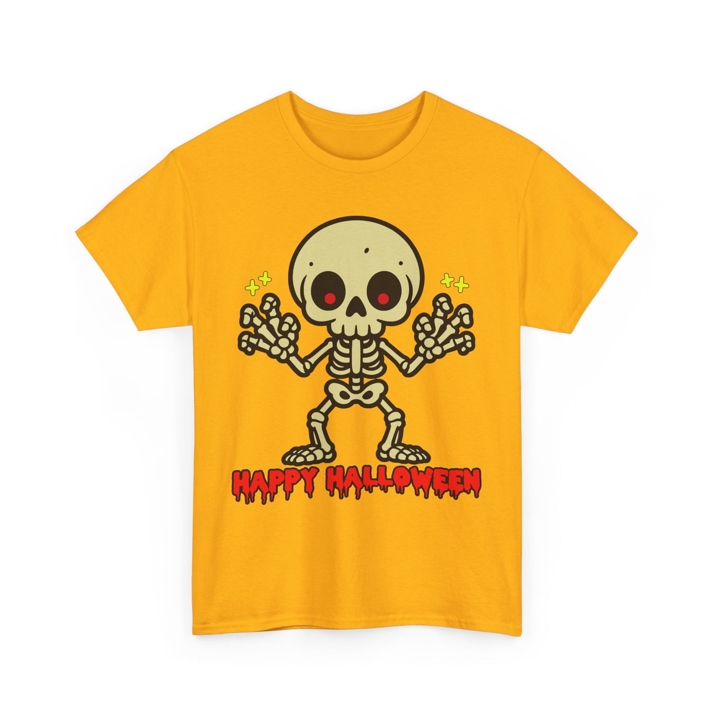 Happy Halloween Skeleton. Heavy Cotton T-Shirt
