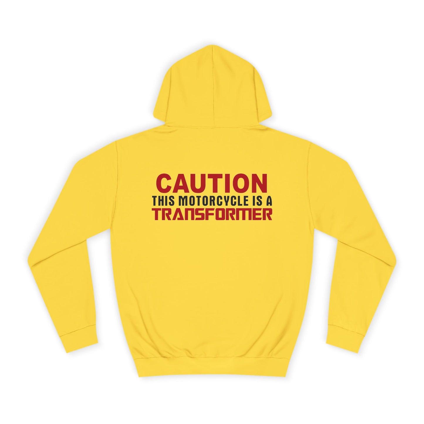 Caution, This Motorcycle is a Transformer, Rad Moto Bunny, Unisex Hoodie - Biker Style Sweatshirt for Motorcycle Enthusiasts