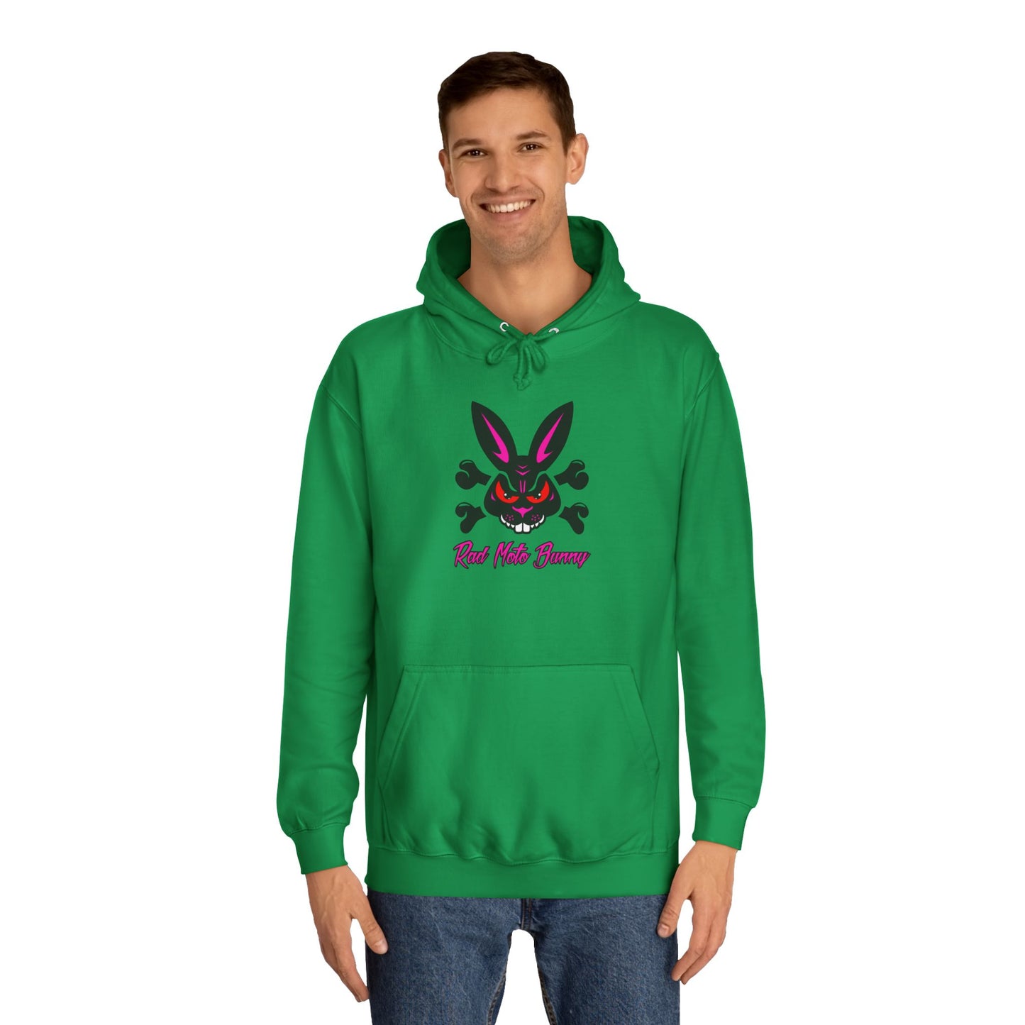 Rad Moto Bunny, Unisex Hoodie - Biker Style Sweatshirt for Motorcycle Enthusiasts