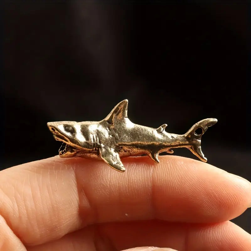 Small Brass Shark Pendant.