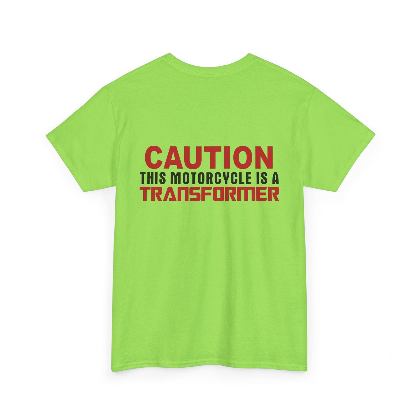 Caution, This Motorcycle is a Transformer, Rad Moto Bunny, Heavy Cotton T-Shirt