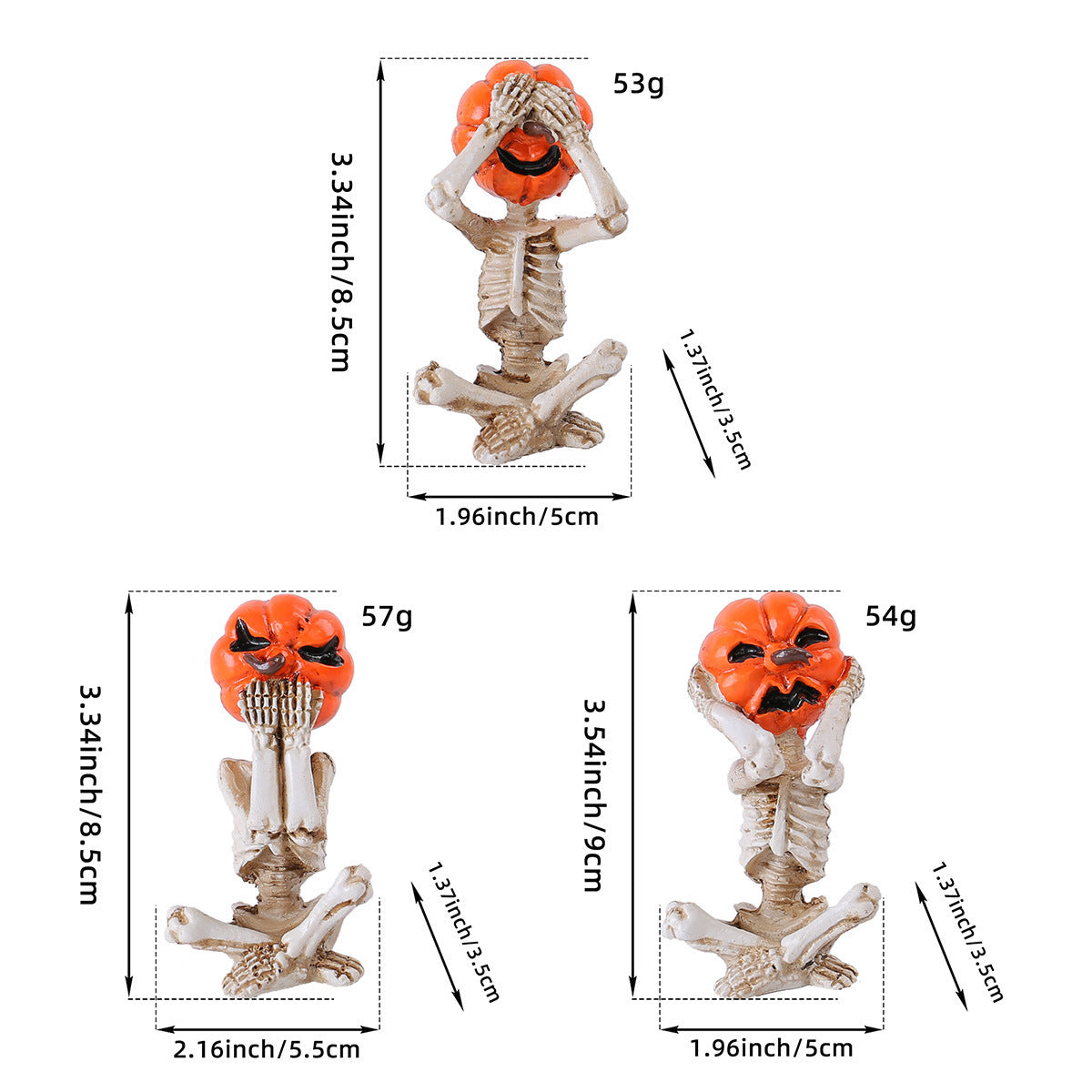Pumpkin Head Skeleton Ornaments