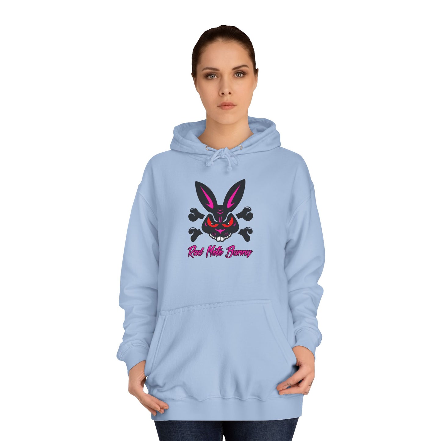 Rad Moto Bunny, Unisex Hoodie - Biker Style Sweatshirt for Motorcycle Enthusiasts