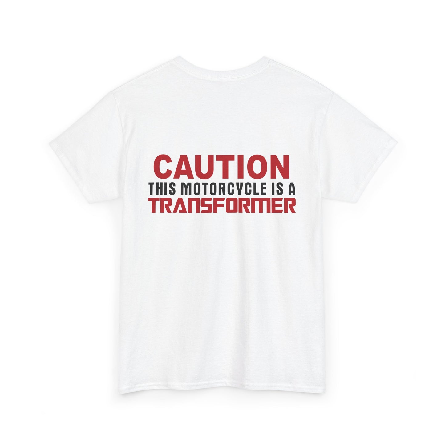 Caution, This Motorcycle is a Transformer, Rad Moto Bunny, Heavy Cotton T-Shirt