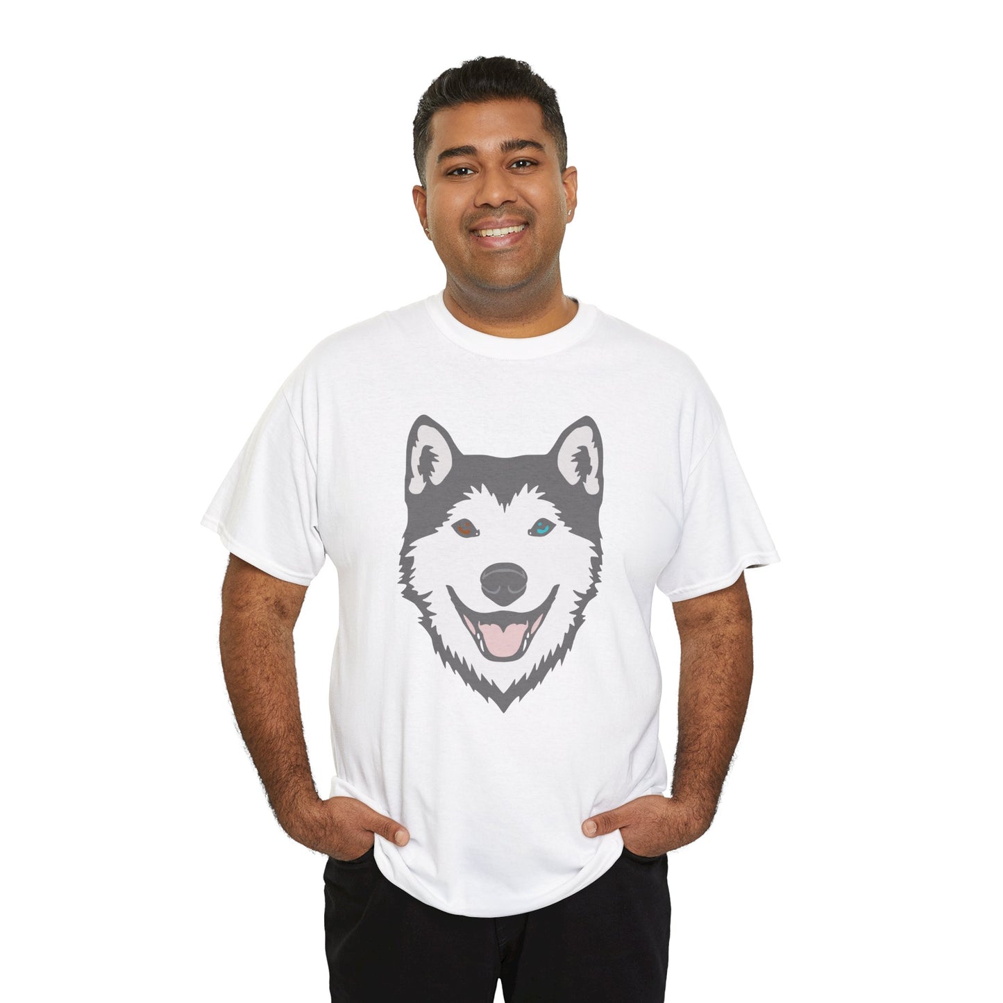 Bi Eyed Husky. Heavy Cotton T-Shirt
