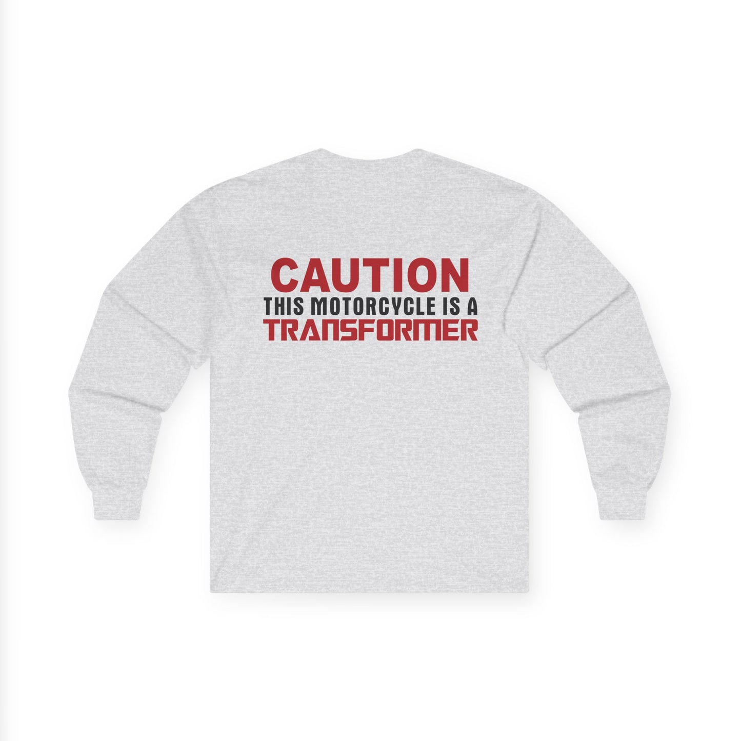 Caution, This Motorcycle is a Transformer, Rad Moto Bunny, Unisex Long Sleeve Tee - Bold Graphic T-Shirt for Motorcycle Enthusiasts