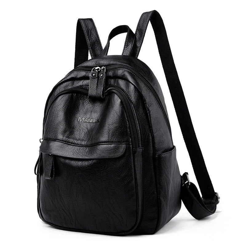Versatile Soft Leather Fashion Backpack