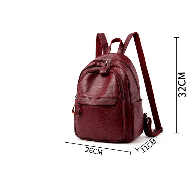 Versatile Soft Leather Fashion Backpack