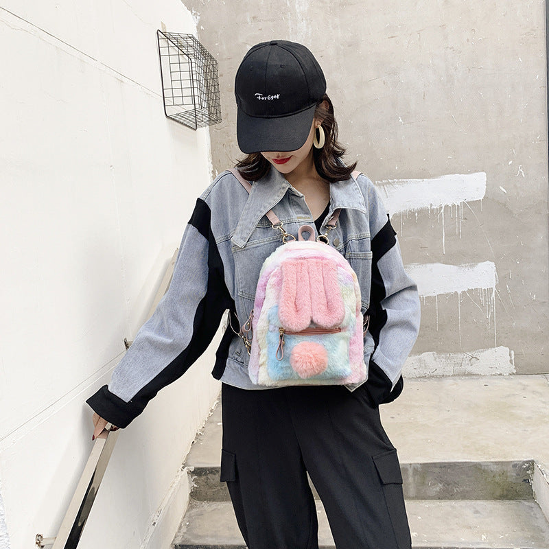 Cute Plush Bunny Ears Backpack