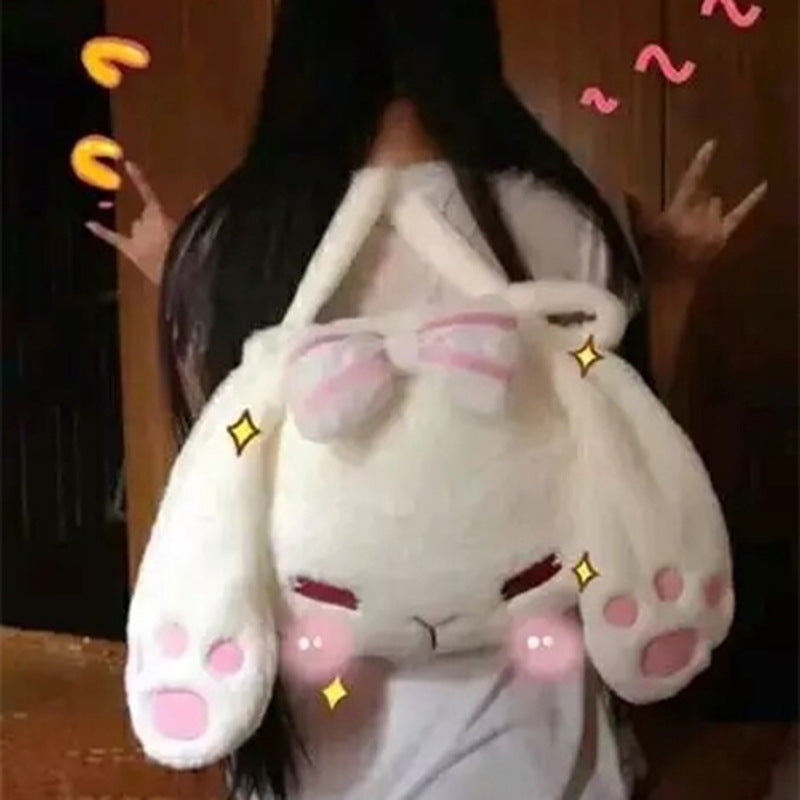 Japanese Bunny Head Soft Book Bag, Backpack