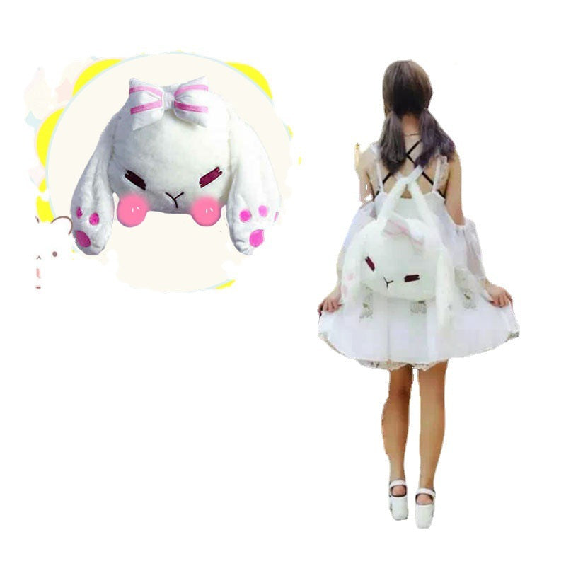 Japanese Bunny Head Soft Book Bag, Backpack