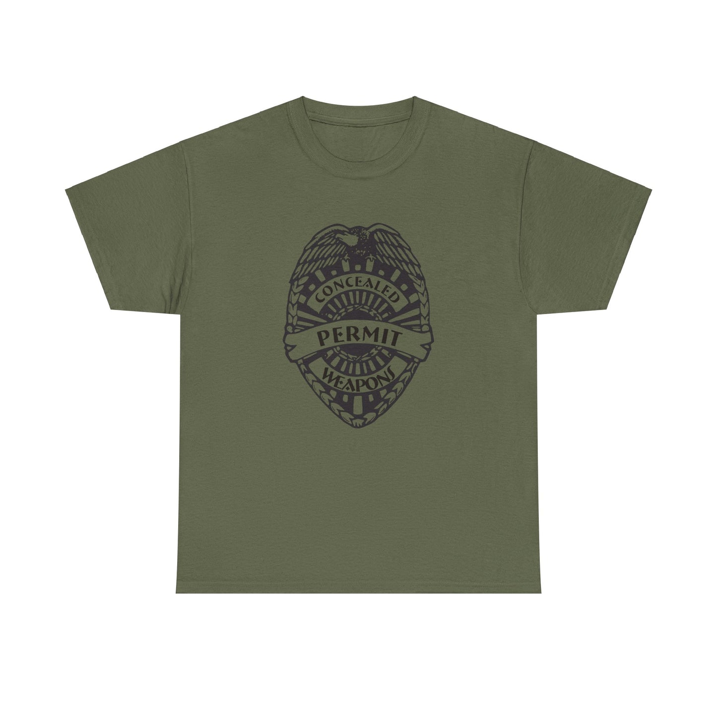 Concealed Weapons Permit Badge. Heavy Cotton T-Shirt