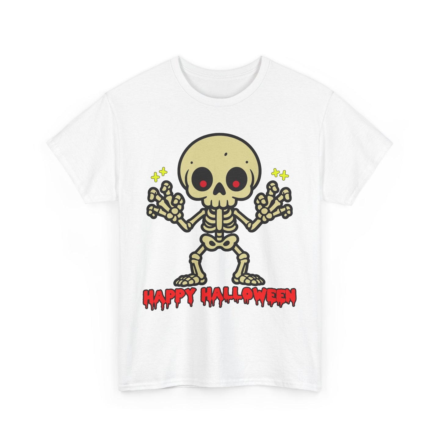 Happy Halloween Skeleton. Heavy Cotton T-Shirt