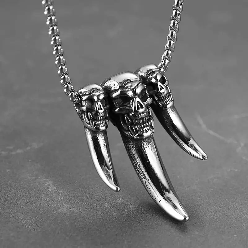 Wolf Teeth Skulls Necklace.