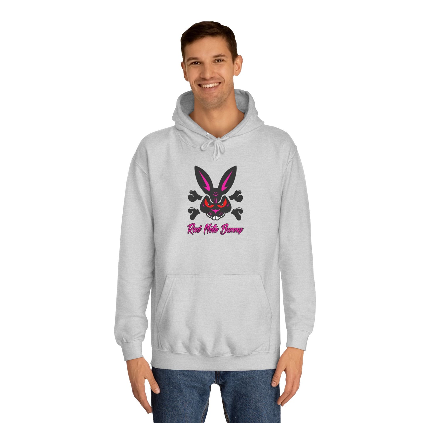 Rad Moto Bunny, Unisex Hoodie - Biker Style Sweatshirt for Motorcycle Enthusiasts