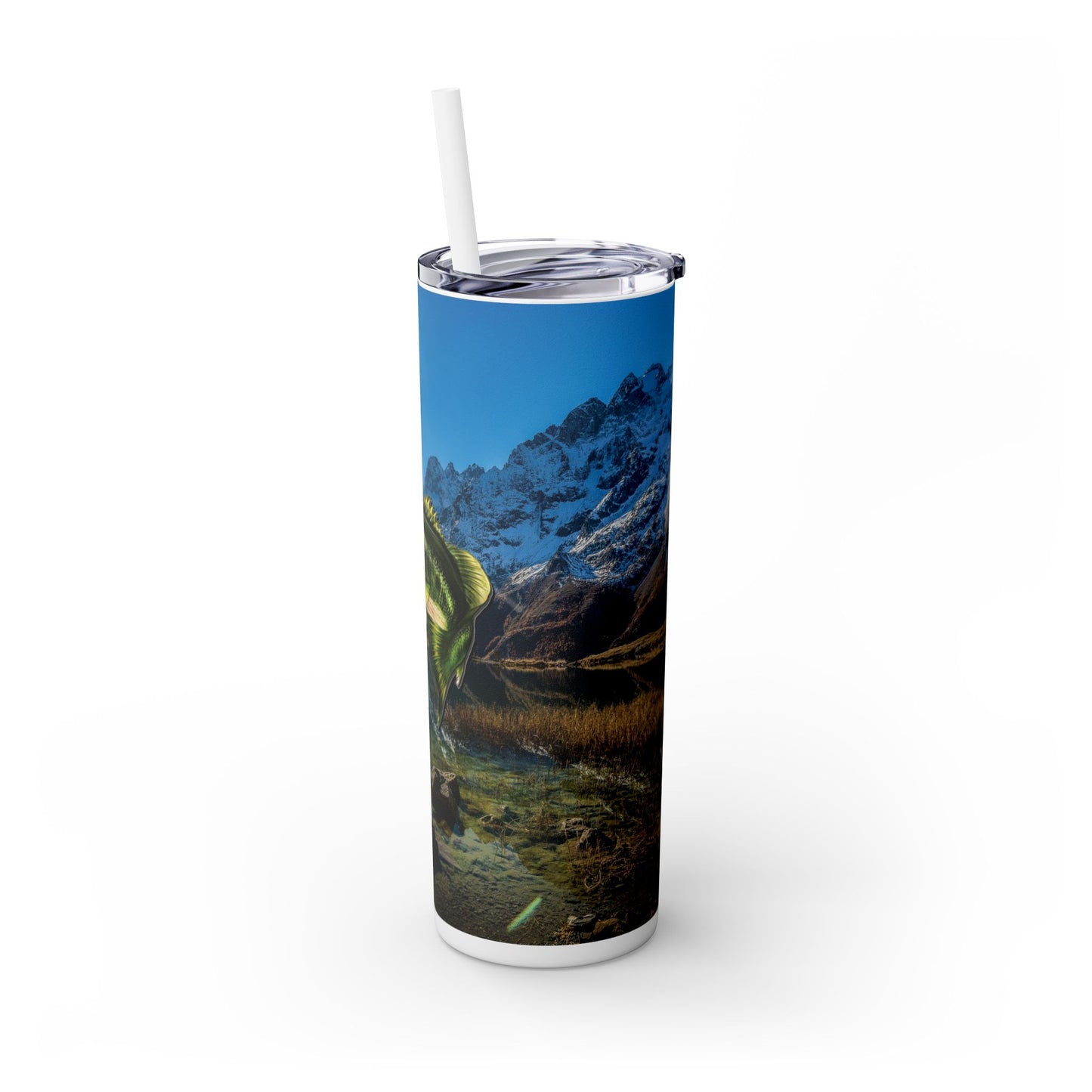 Bass Lake. 20oz Skinny Tumbler with Straw