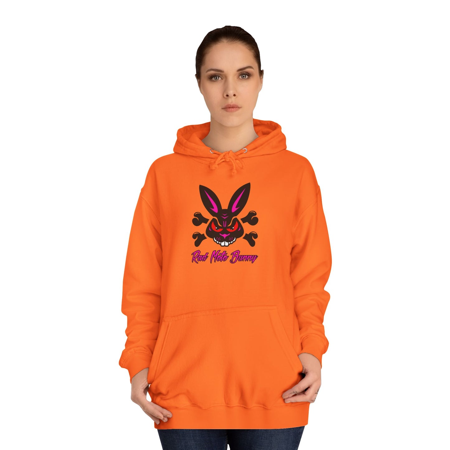 Rad Moto Bunny, Unisex Hoodie - Biker Style Sweatshirt for Motorcycle Enthusiasts