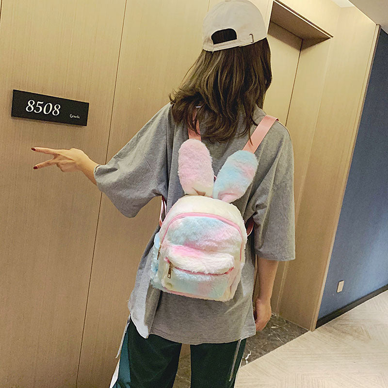 Wild rabbit ears plush mini backpack