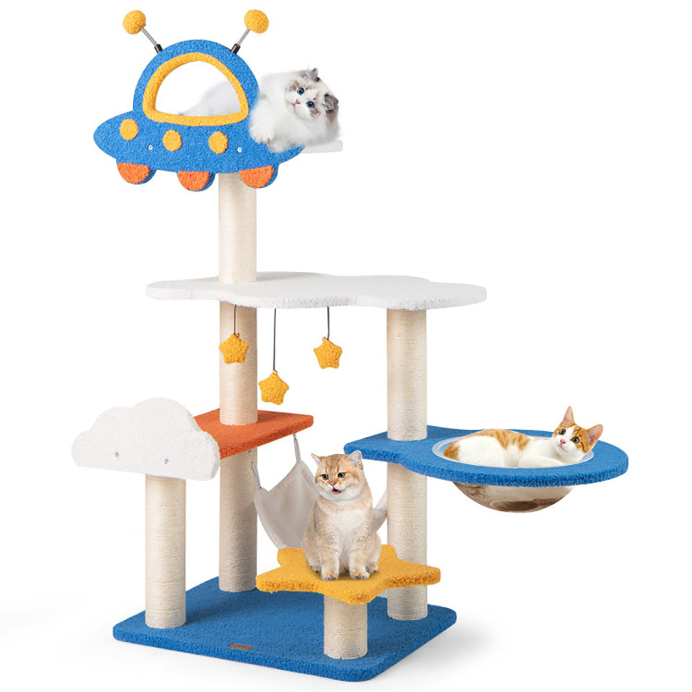 Cat Tree With UFO Top Perch Space Capsule and Sisal Scratching Posts