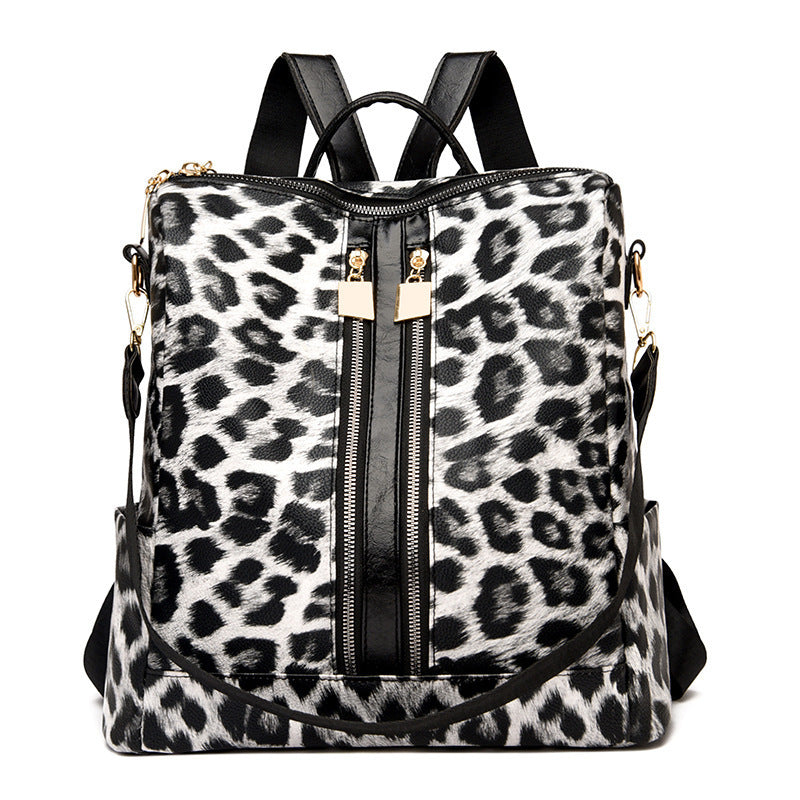 Animal Print Messenger Backpack