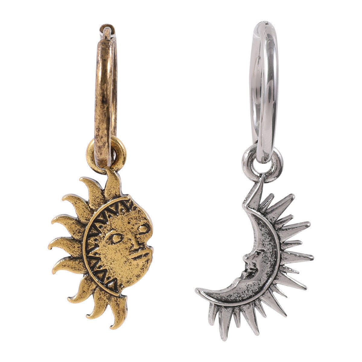 Sun And Moon Titanium Steel Couple's Necklace / Earings