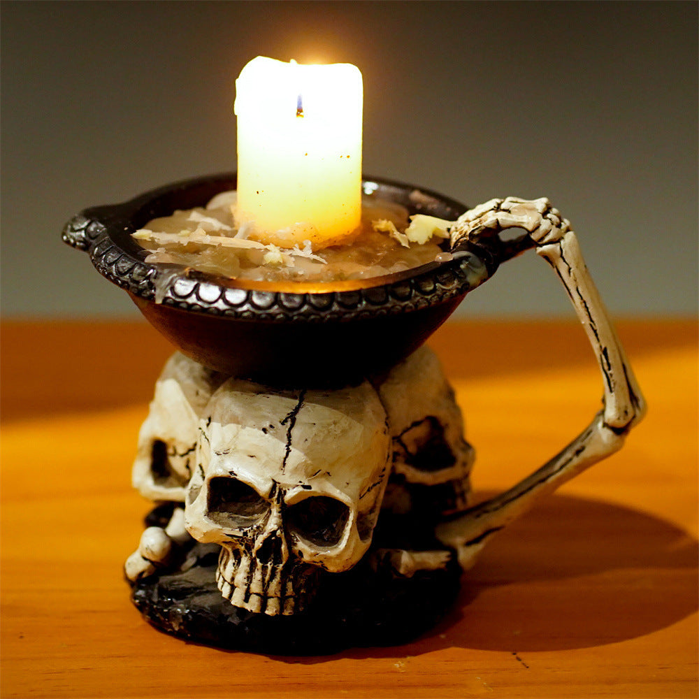 Three Ghost Head Top Candle Holder