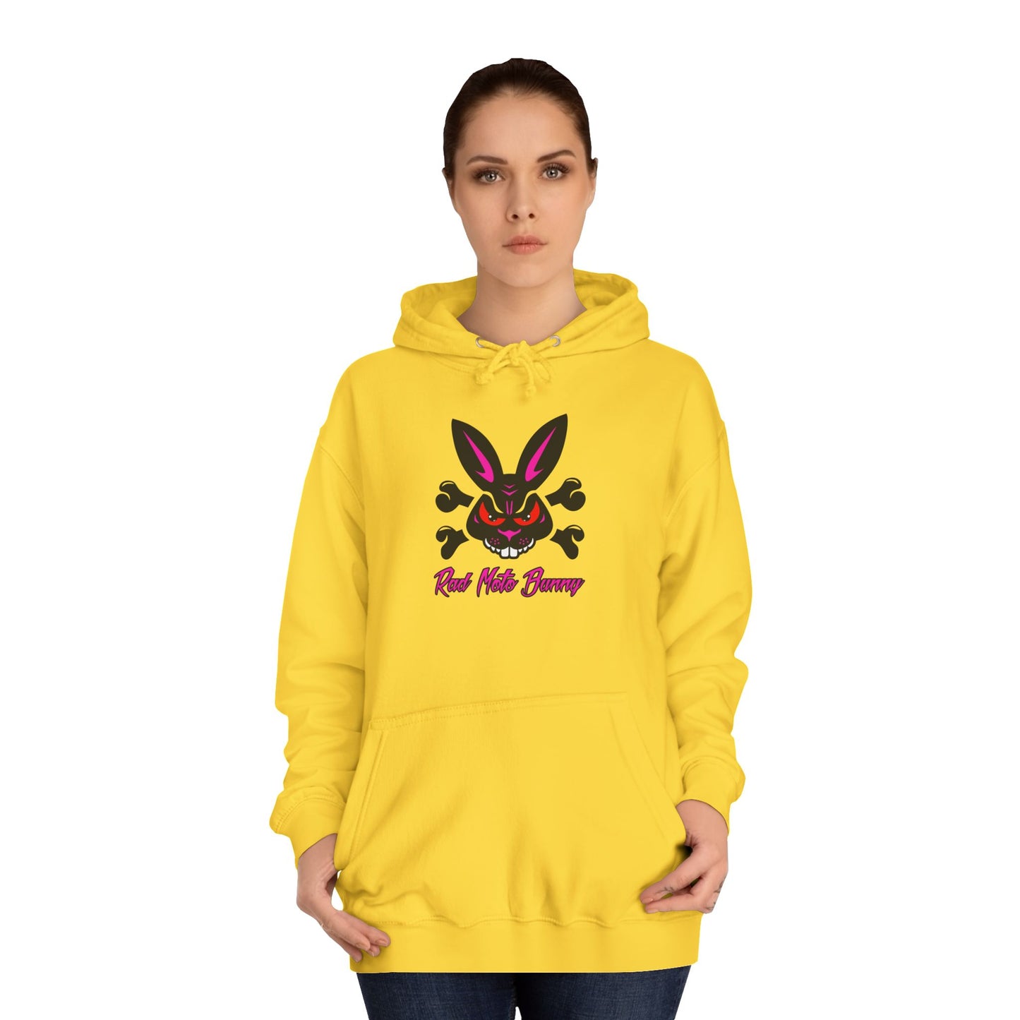 Rad Moto Bunny, Unisex Hoodie - Biker Style Sweatshirt for Motorcycle Enthusiasts