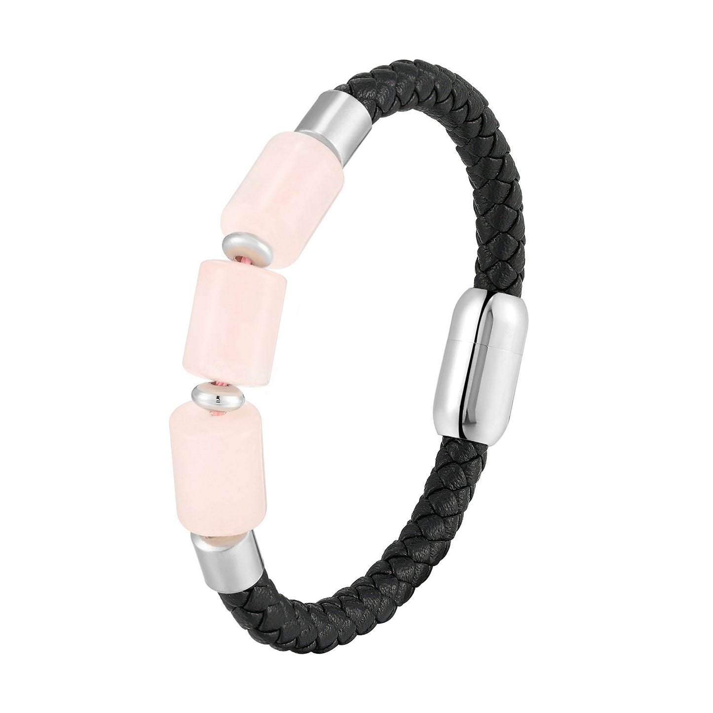 Fashionable Leather Natural Crystal Bracelet