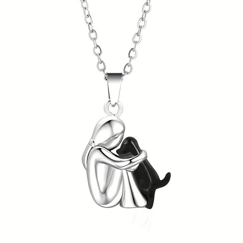 Little Girl and Dog Hug Necklace