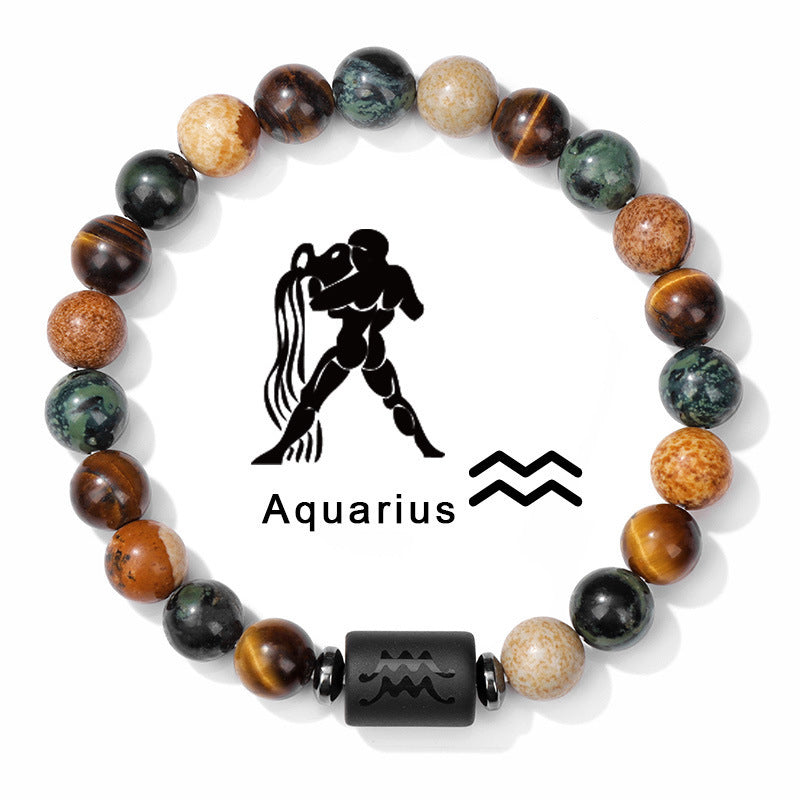 Twelve Constellation Natural Stone Bead Bracelet