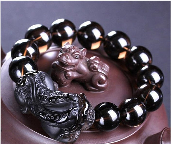 Kaiguang Natural Ice Species Black Anthracite Raspberry Bracelet