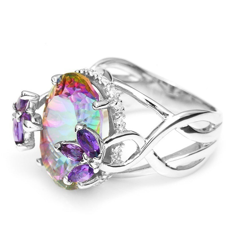 Colorful Zircon Princess Ring