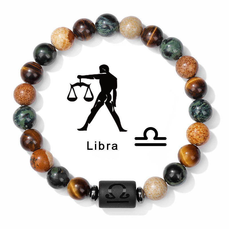 Twelve Constellation Natural Stone Bead Bracelet