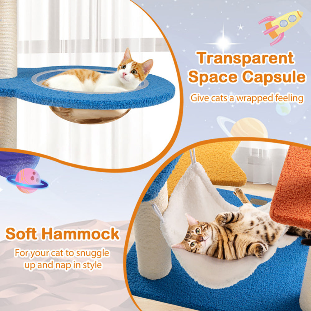 Cat Tree With UFO Top Perch Space Capsule and Sisal Scratching Posts