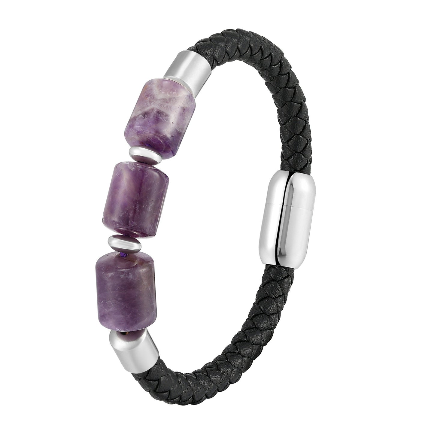 Fashionable Leather Natural Crystal Bracelet