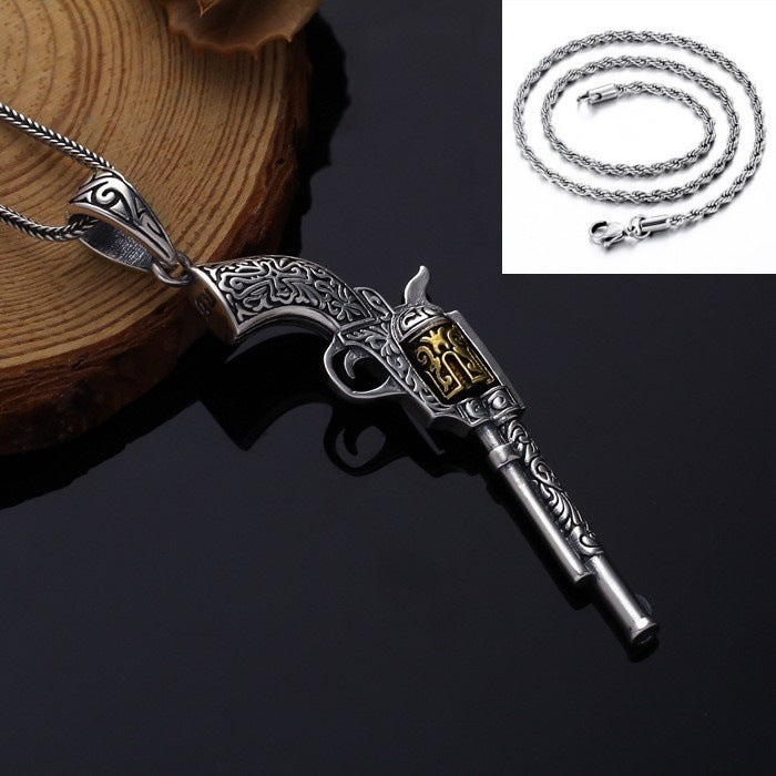Cowboy Pistol Pendant Necklace