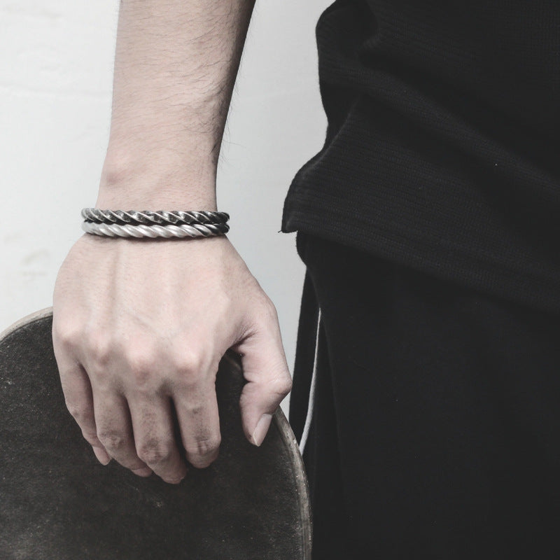 Twisted Steel Open End Bracelet