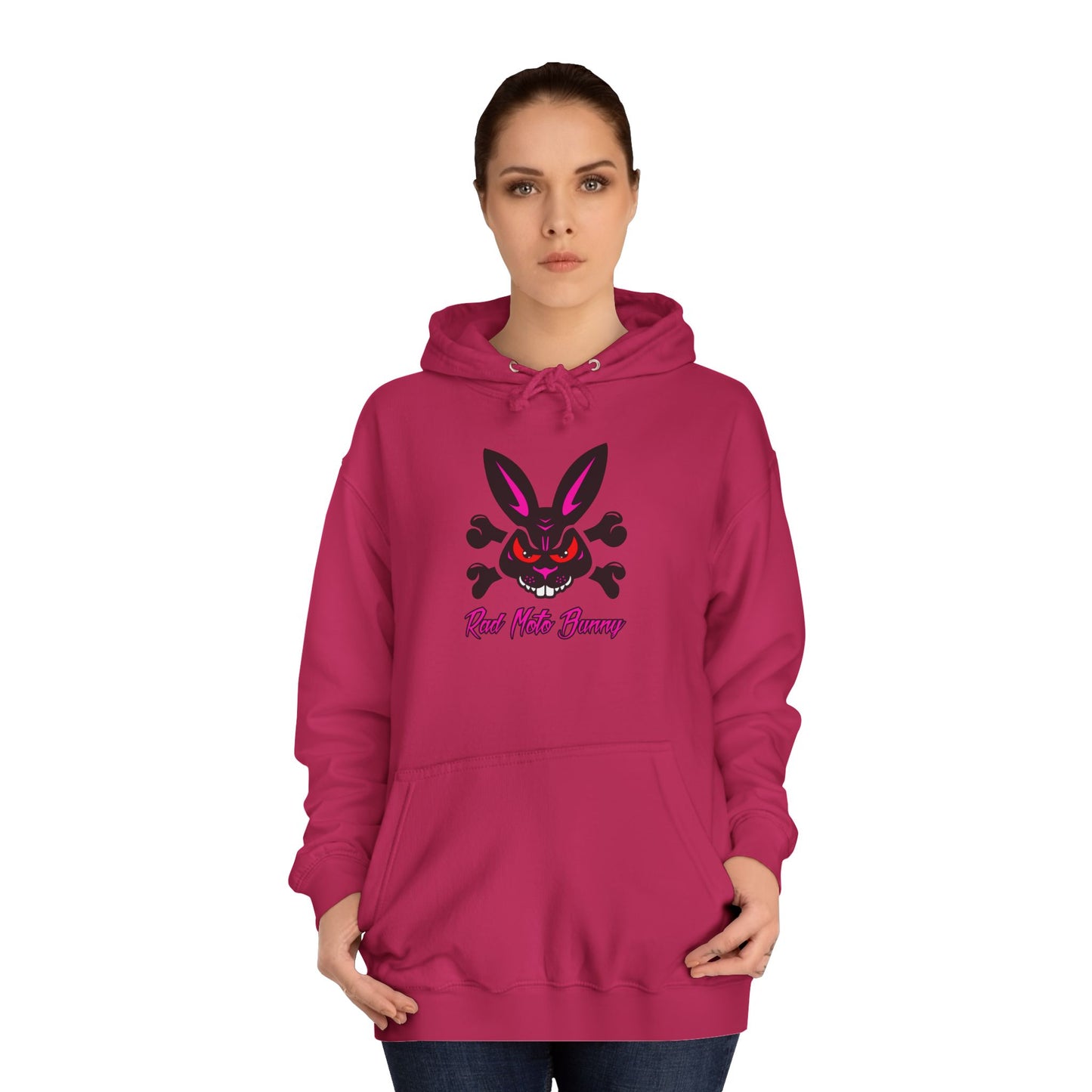 Breakout Skull, Rad Moto Bunny, Unisex Hoodie - Biker Style Sweatshirt for Motorcycle Enthusiasts