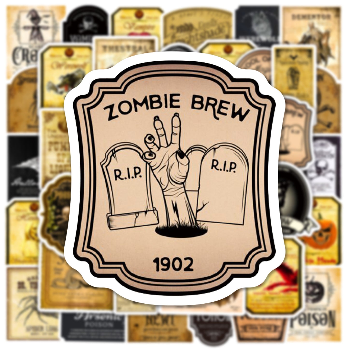 50 Vintage Halloween Bottle Stickers