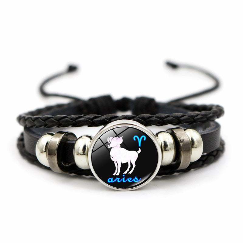 Constellation Leather Beaded Bracelet