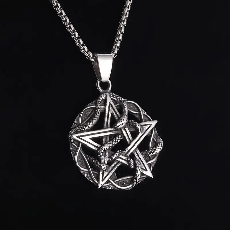 Pentagram Snake Pendant Necklace.